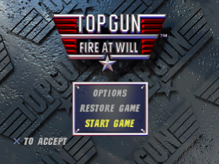 Top Gun Fire at Will title screen for Playstation